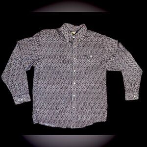 Wrangler 20X Black, Maroon, and White Patterned Shirt Long Sleeve Shirt- L